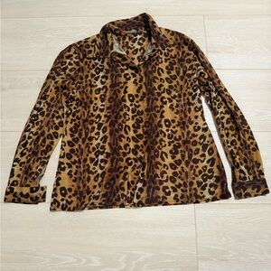 Andrea Mare Leopard Print Button Down Long Sleeve